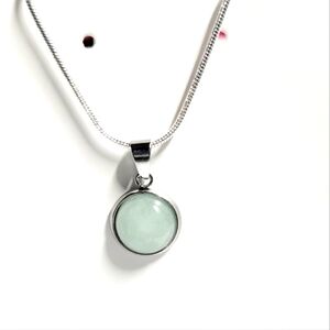 Aqua Chalcedony Pendant 925 Sterling Silver Necklace